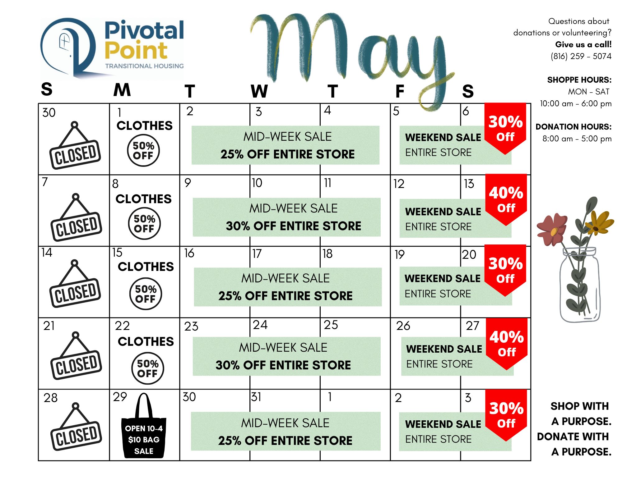May Sales Calendar