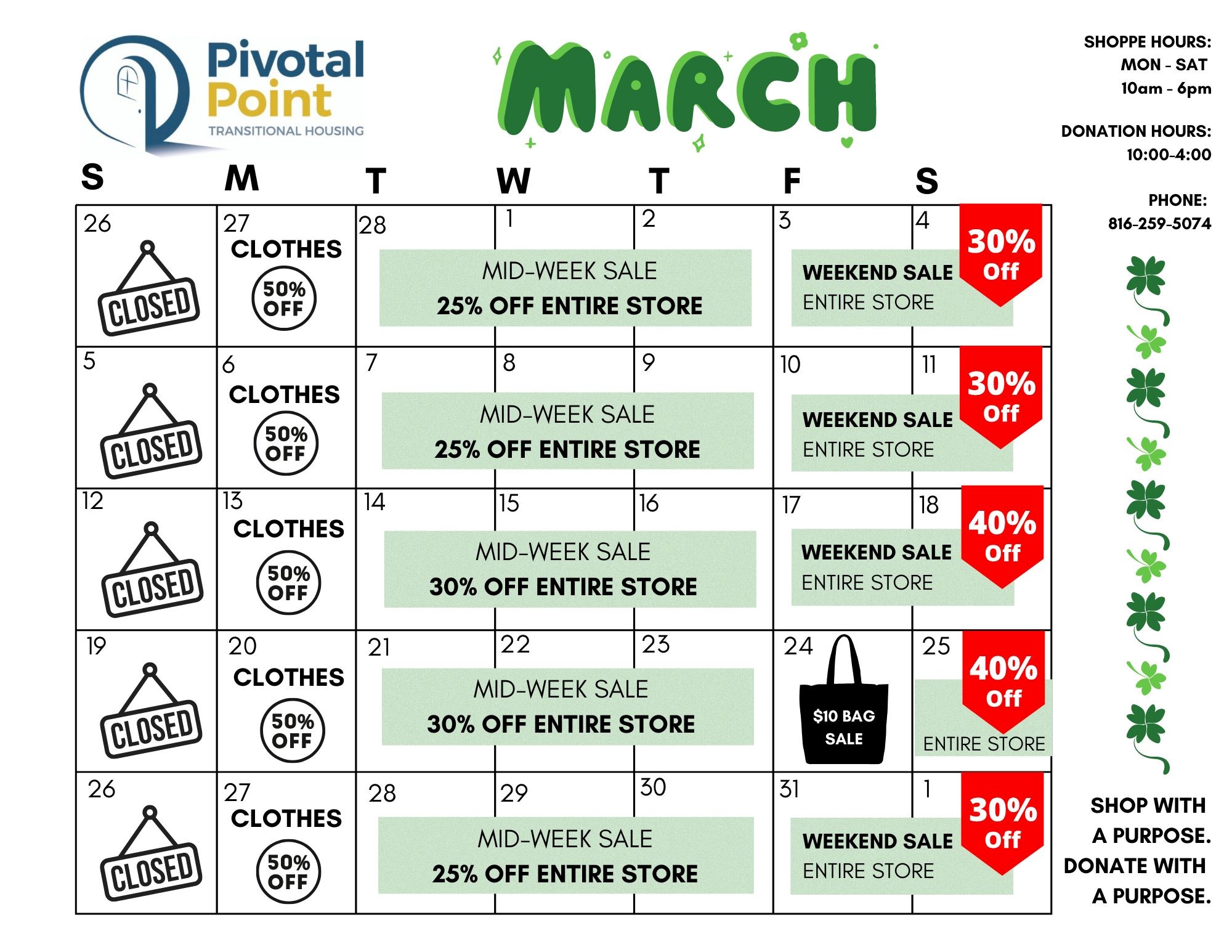 March Sales Calendar